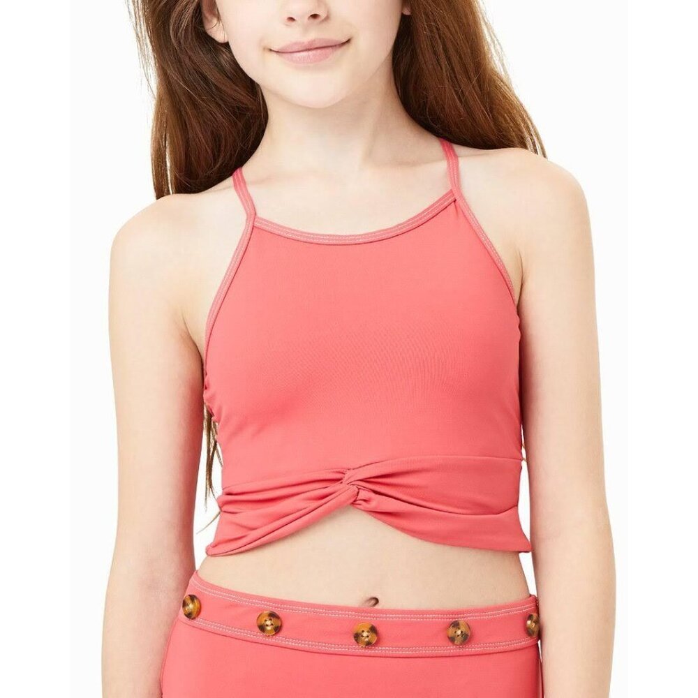 NEW Habitual Girls Twist Front Tankini Size 12 Youth Coral Pink UPF 50 Swim Top - Picture 5 of 8